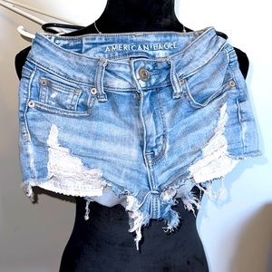 Next level stretch American Eagle Jean Shorts size 00 Lacy white pockets